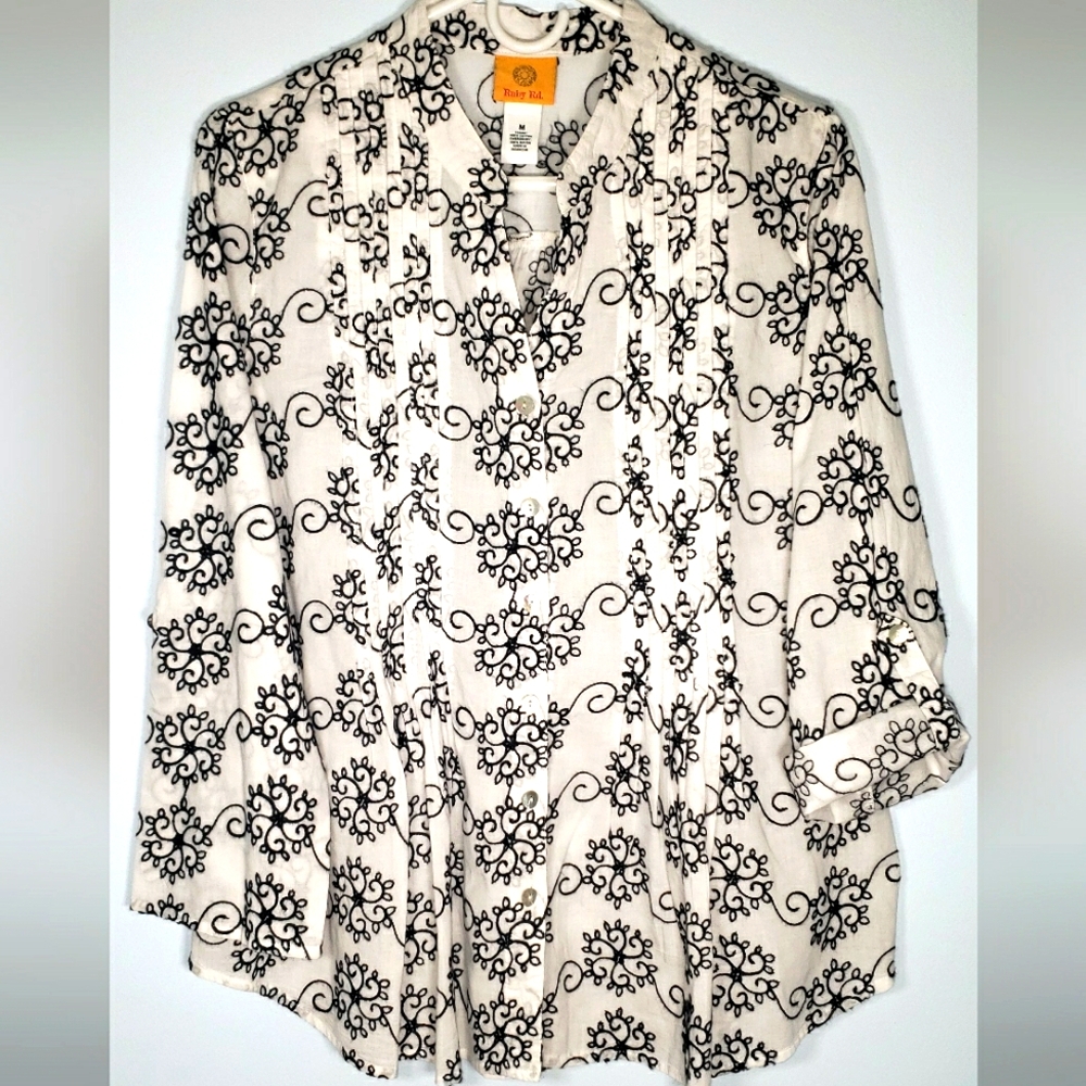 Ruby Rd | Womens long sleeve embroidered button down shirt.